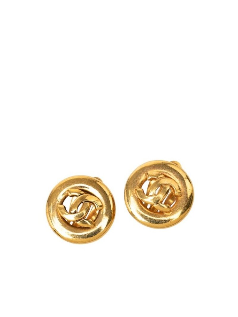 Chanel CC Logo Earrings Gold Plated